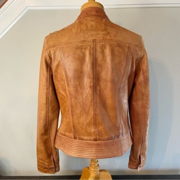 Elie Tahari Women’s Leather Bomber Jacket Size Medium - Picture 3 of 12
